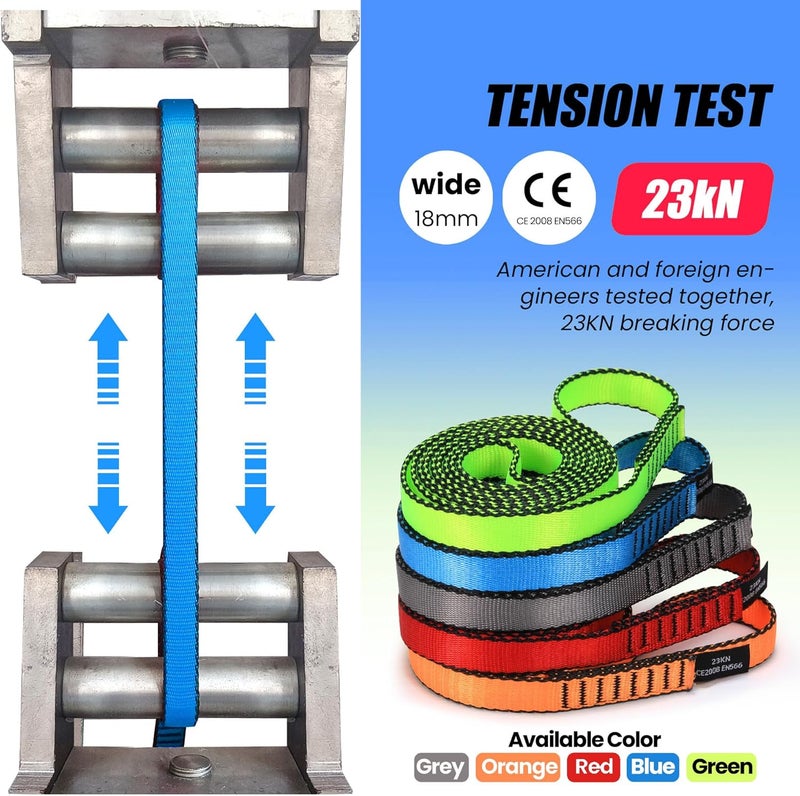 CAPARK 18MM Nylon Climbing Slings Runners 23 kN Strong Webbing Straps for Rock Climbing, Rappelling, Swing, Yoga Hammock etc - Image 4